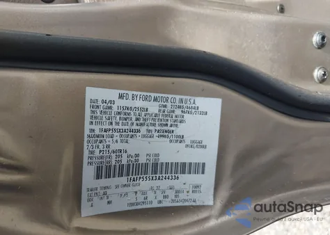 2003 Ford Taurus Ses из США, поврежденный, VIN 1FAFP55SX3A244336